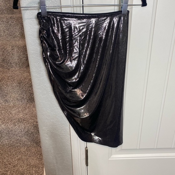 Norma Kamali Side Drape Mini Skirt in gun metal - Picture 13 of 13